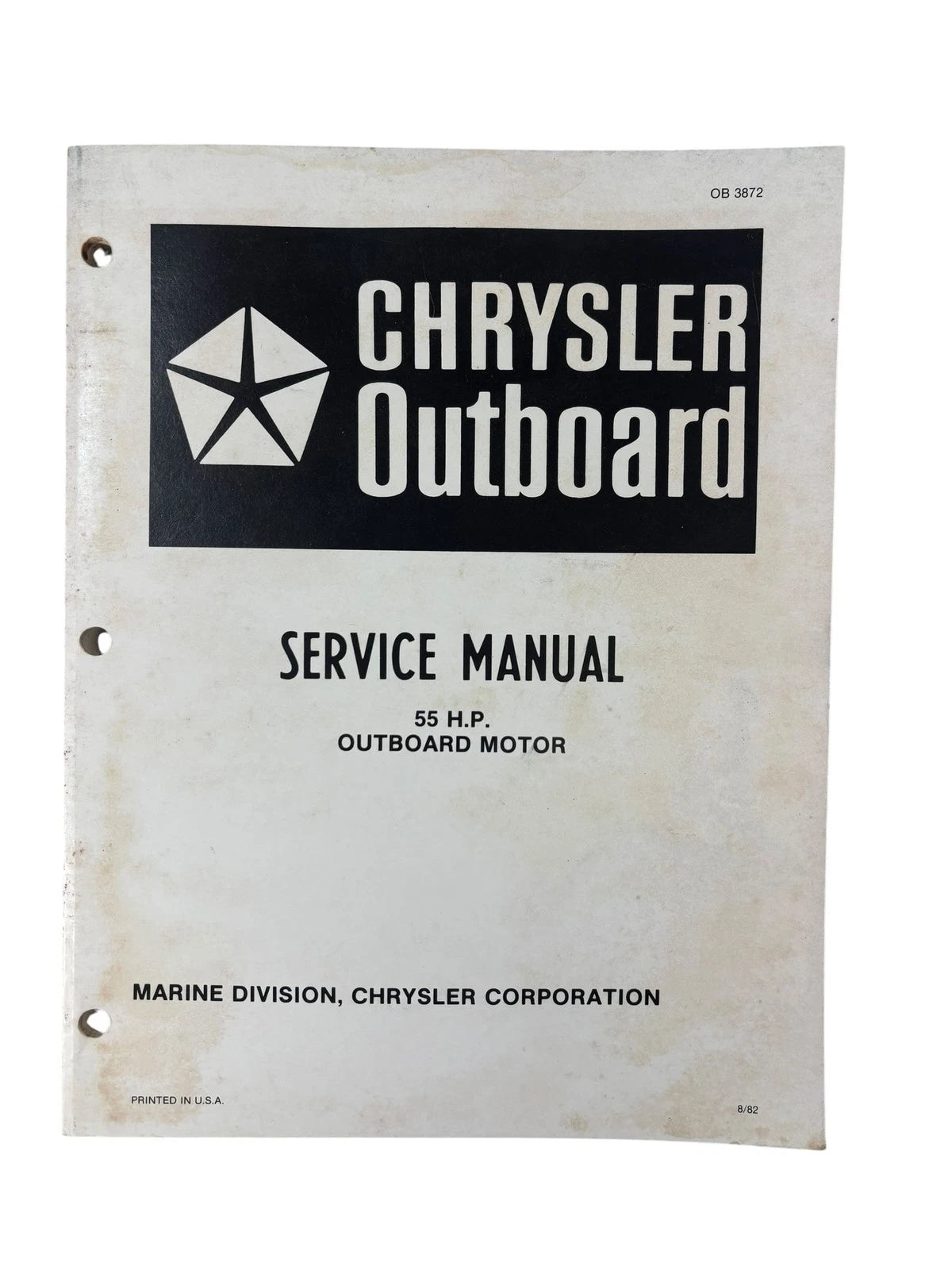 Chrysler Outboard OB 3872, 55 HP Outboard Motor Service Manual
