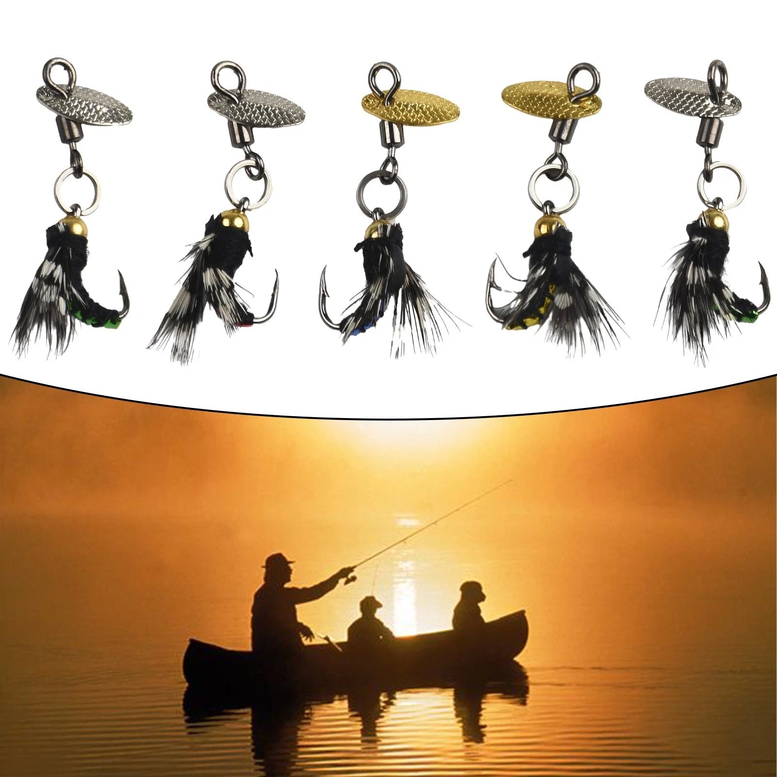 Fly Hooks Sequins 14mm Length 5pcs Fly Fishing Decoy Bait Sequins Fishhook