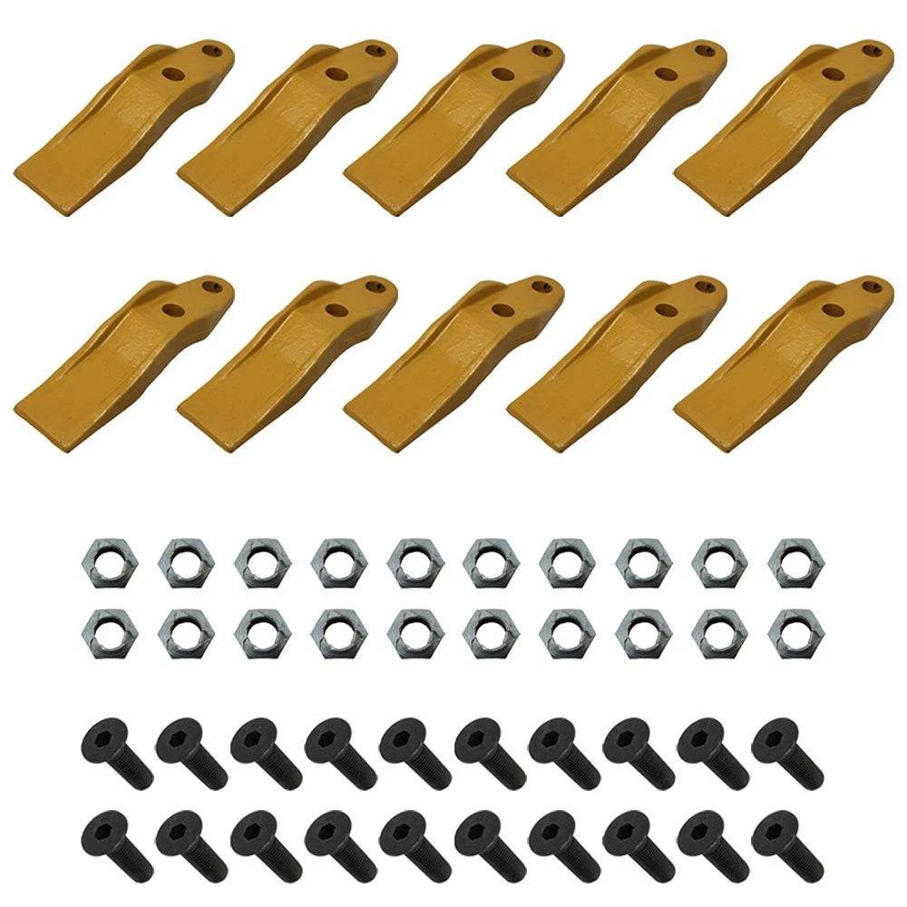 10 Pack: Skid Steer Unitooth with Hardware Fits Caterpillar Replaces 132-4720