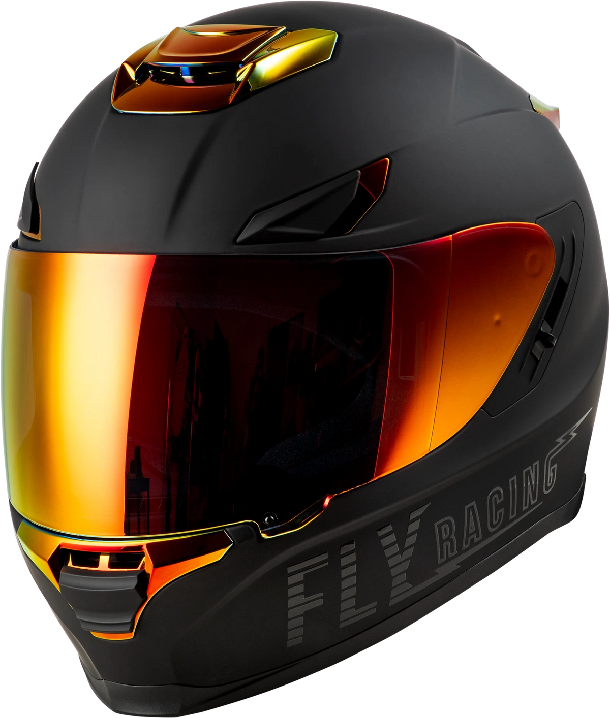 FLY RACING Sentinel Recon Helmet Small Matte Black Fire Chrome Street Motorcycle