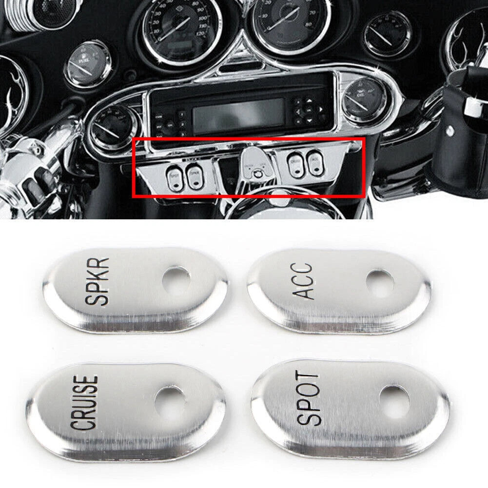 4x Metal Brushed Panel Switch Covers for Harley Touring Electra Glide Road Glide