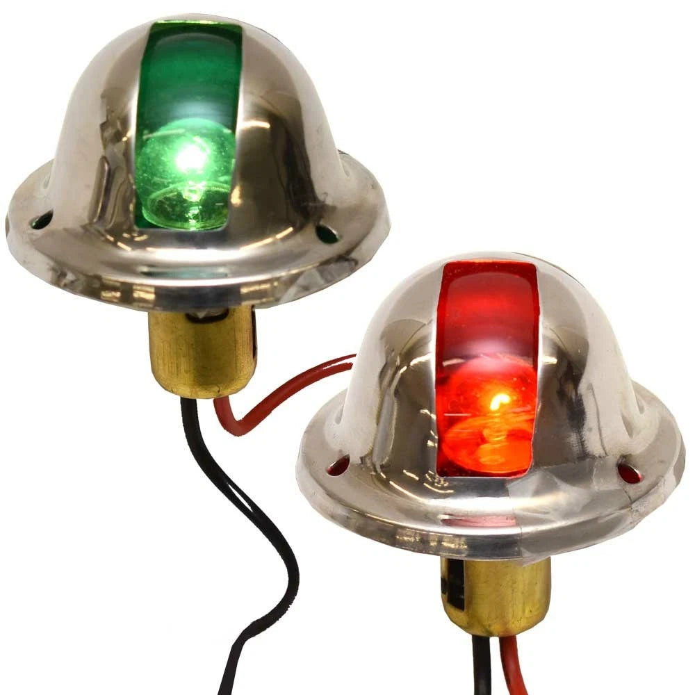 Boat Vertical Mount Sidelights 0-0152 - 12 Volt Red Green (set of 2)