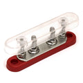 Boat Positive Bus Bar with Cover - 4-Stud Red - Clear