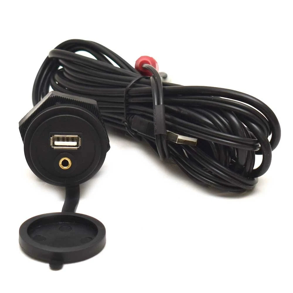 Marine Audio Boat Input Extension Cable AUX-35USB-CPS - Panel Mount 10 FT