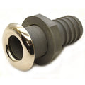 Boat Straight Thru Hull - 1 1/2 Inch Barbed Plastic Gray Polished