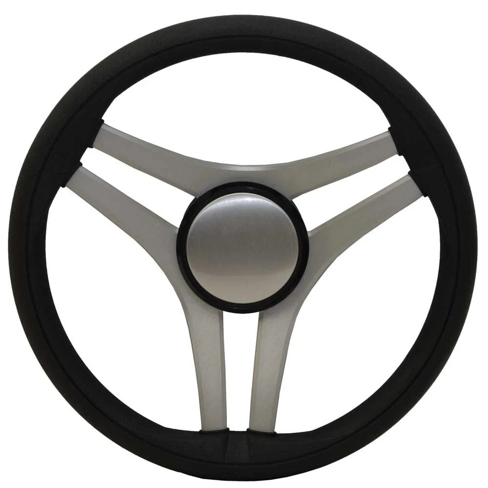 UFlex Boat Steering Wheel 3MLN3511GD - 13 3/4 Inch Black Silver