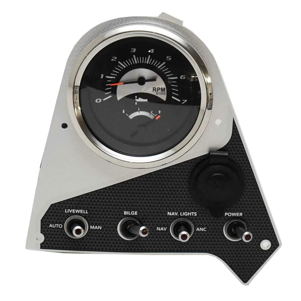 Lowe Boat Gauge Switch Panel F215371167 - Silver Black Aluminum