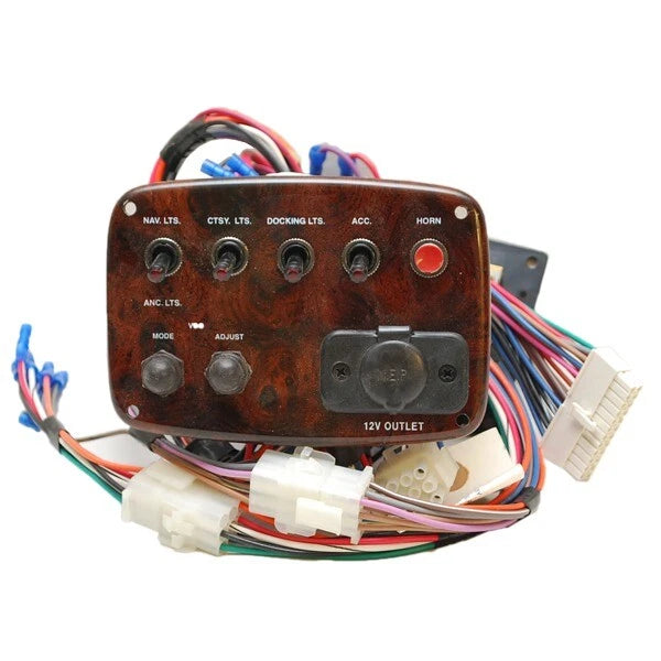 Misty Harbor Boat Switch Panel - 6 X 4 Inch Woodgrain with Fuse Block