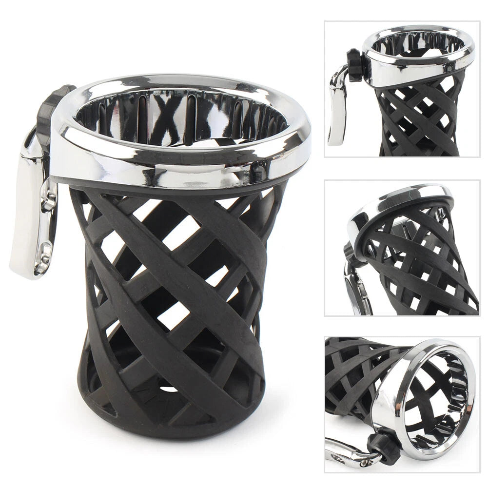 Handlebar Cup Holder Drink with Mesh Basket Mount Longer for Harley Motorcycle