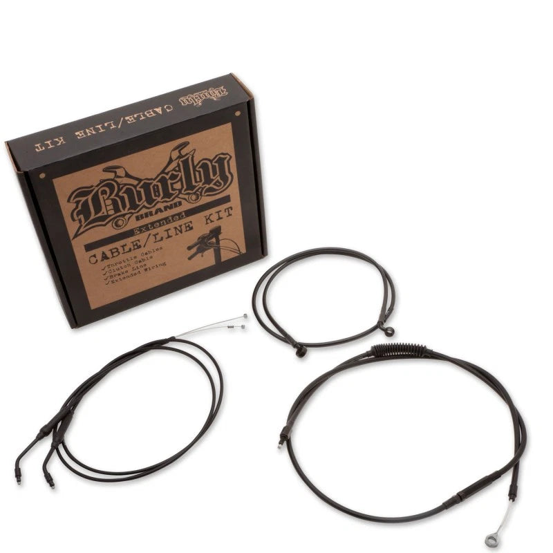 Burly Brand Control Kit 8in Black for Harley Davidson with Throttle, Clutch &