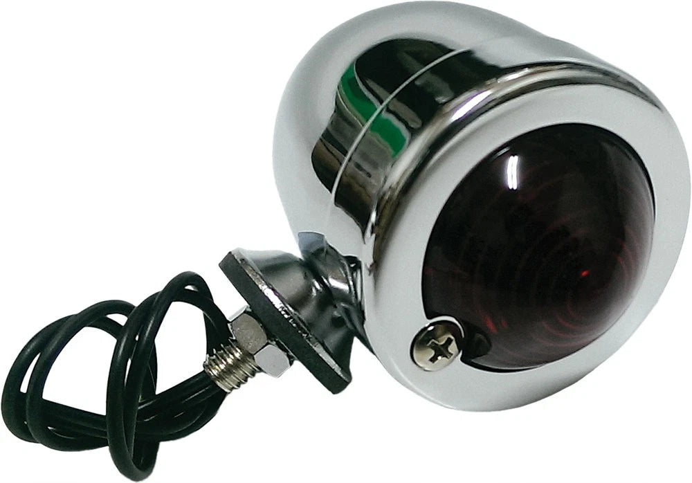 HARDDRIVE Bullet Marker Light Chrome Red Lens for V-Twin Motorcycles 201036