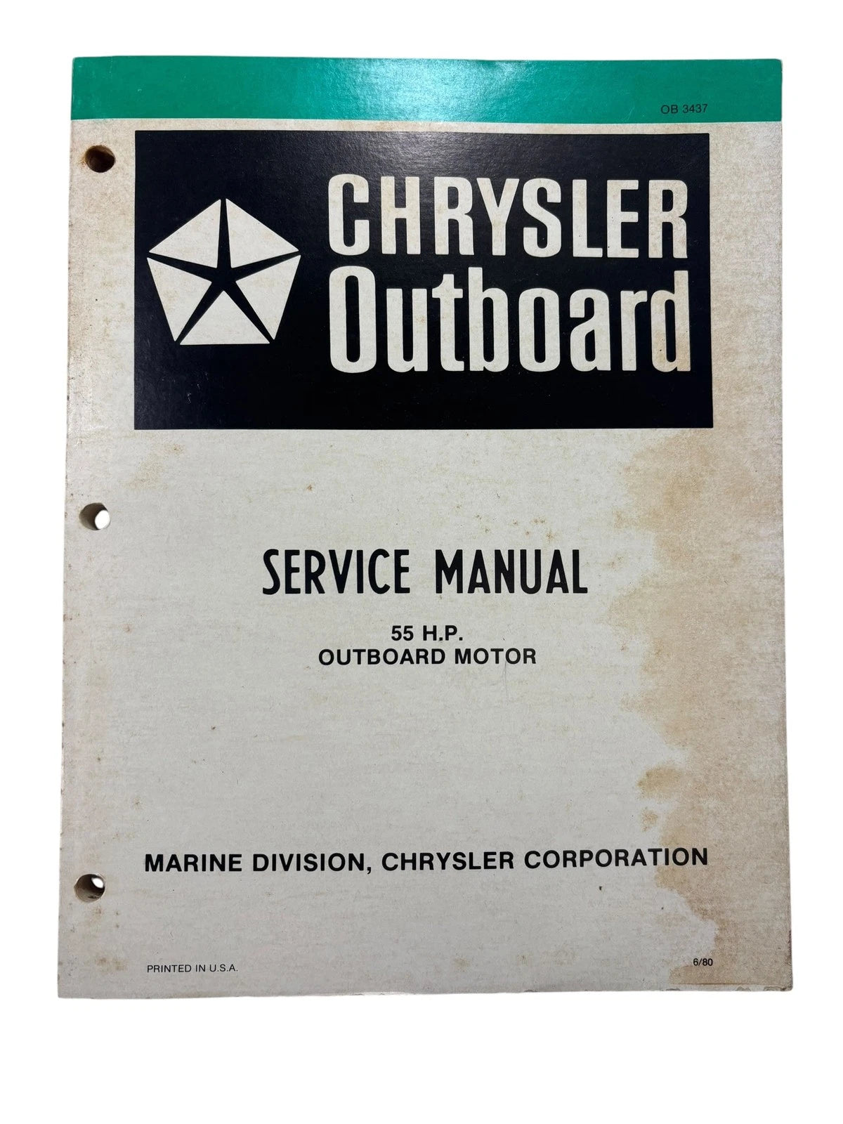 Chrysler Outboards OB3437, 55 HP Outboard Motors Service Manual