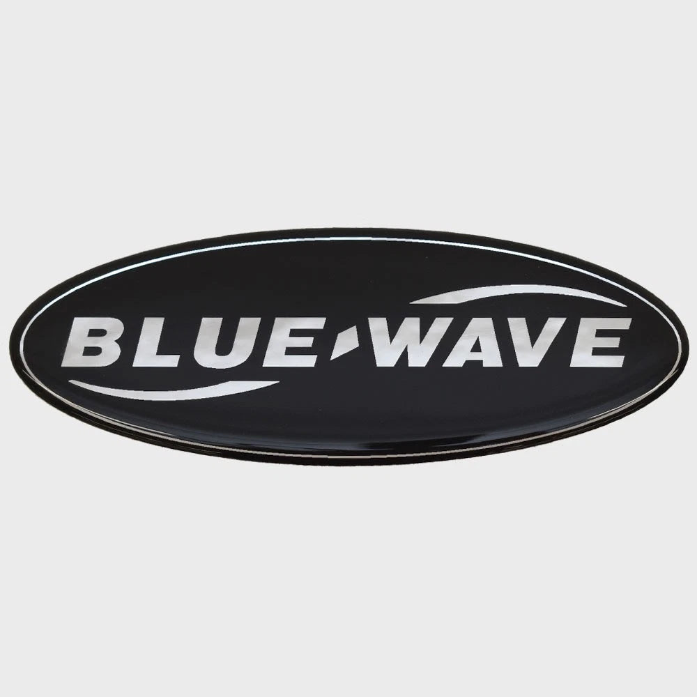 Blue Wave Boat Raised Decal - Black - Silver Logo Sticker