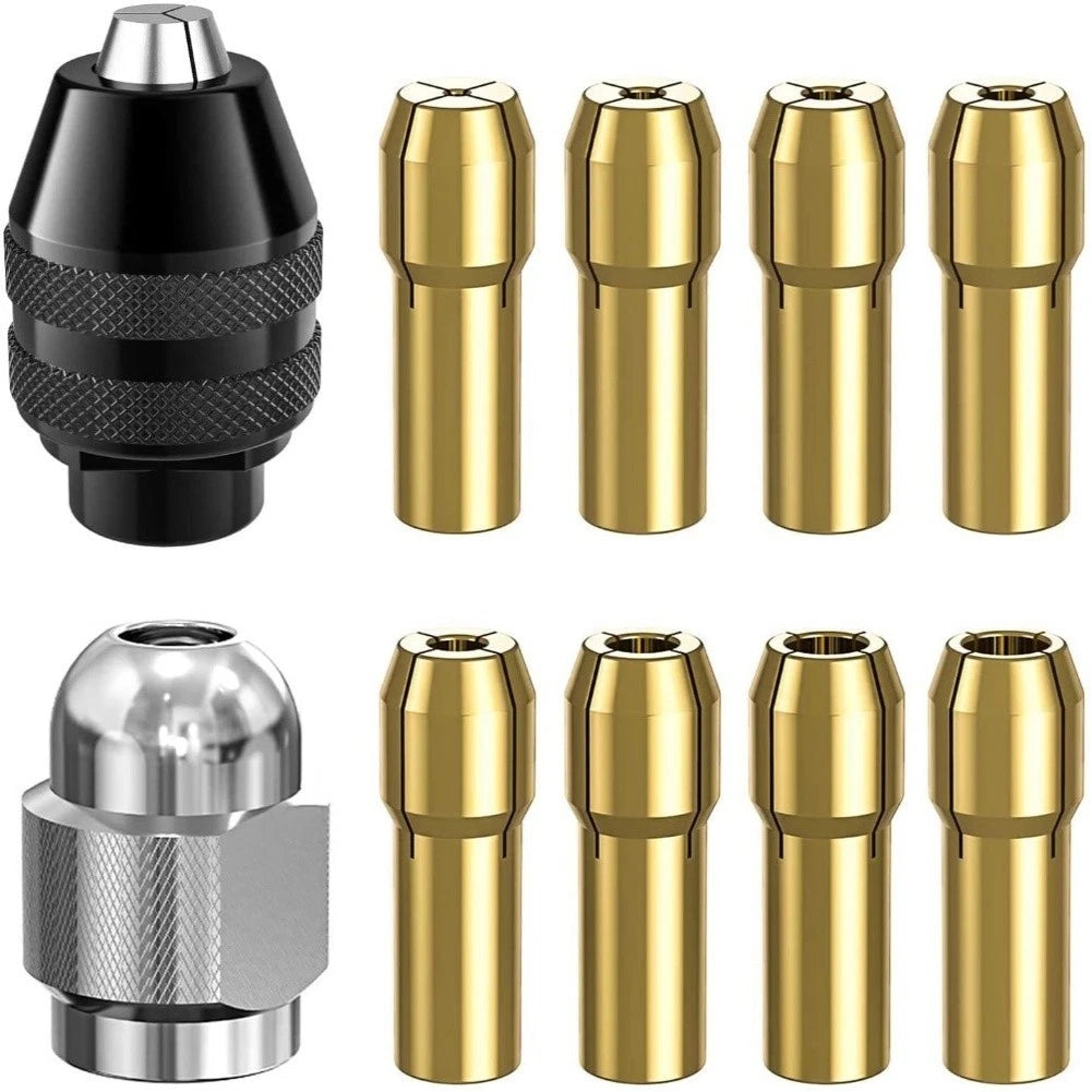 Brass Keyless Drill Chuck Collet Set Compatible with for Dremel Rotary Tools