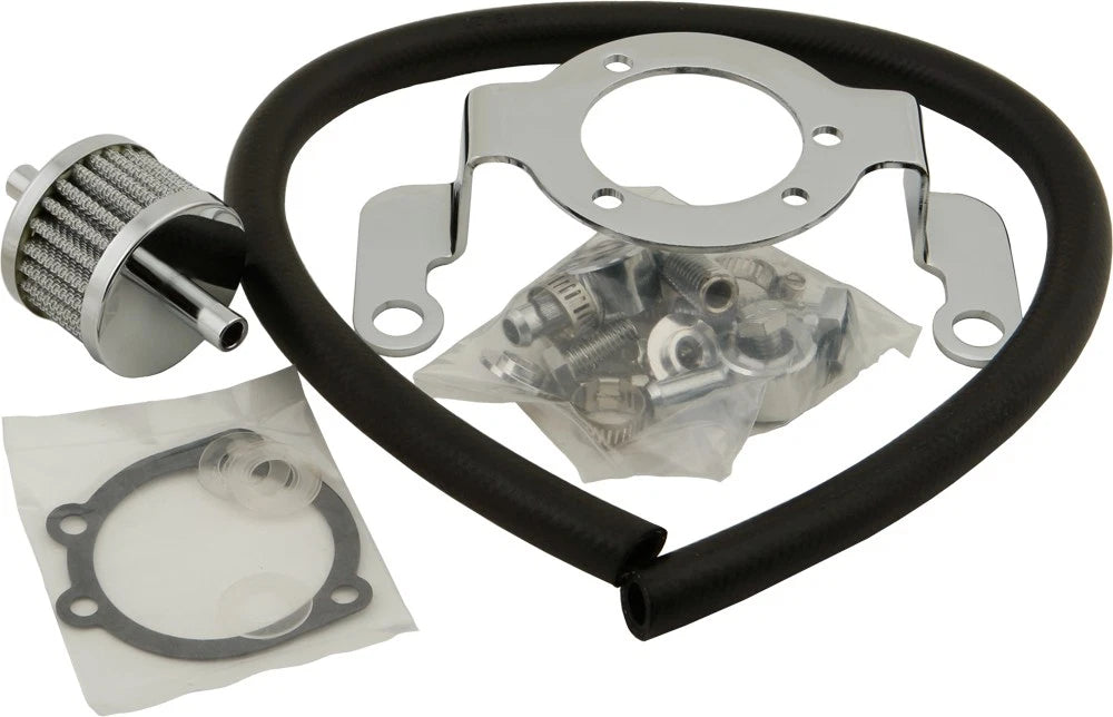 HARDDRIVE Complete Mount Kit Breather Hose Chrome for Harley-Davidso N 1993-1999
