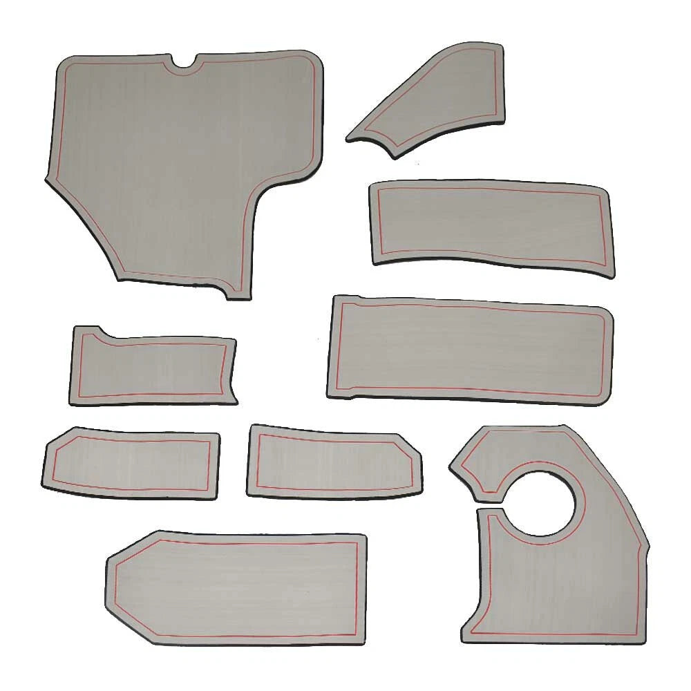 Cobalt Boat Non-Skid Cockpit Mats 403739 - CS22 Gray/Red (9 PC)