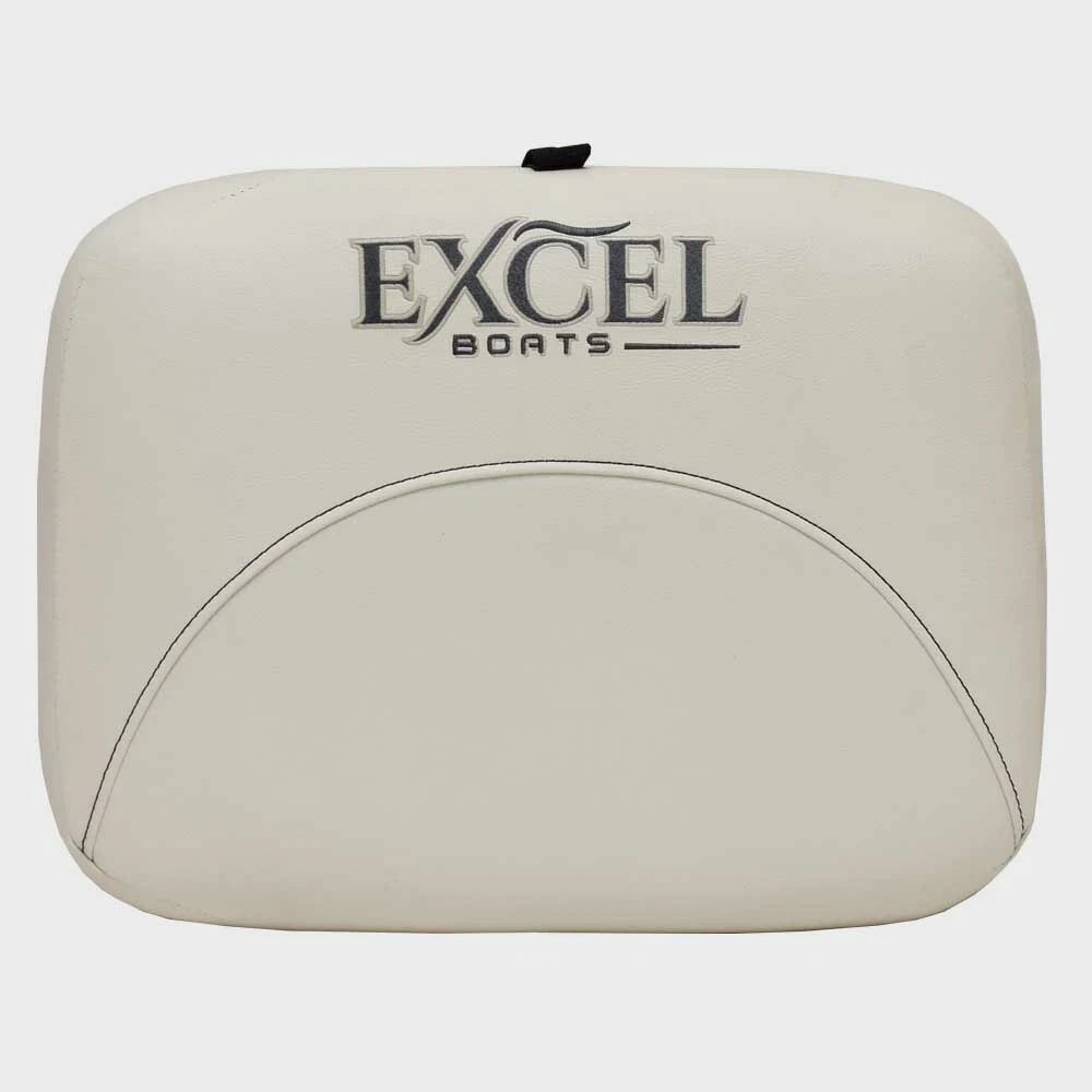 Excel Boat Backrest Cushion - Off White Vinyl with Logo