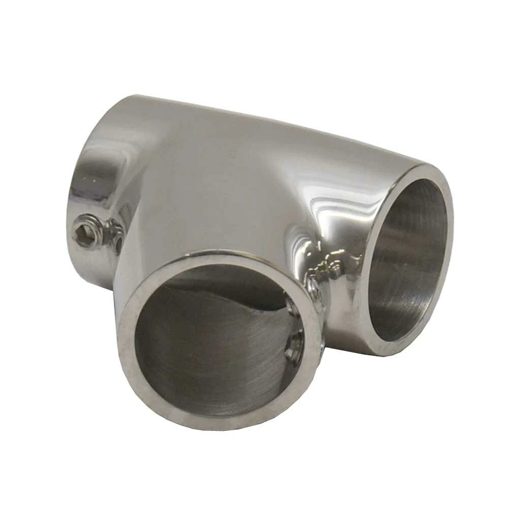 Boat Tee Rail Fitting - 3-Way 60 DEG 1 Inch Stainless Steel