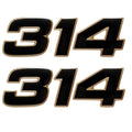Mako Boat Raised Decals 138311 - 314 Black Metallic Gold (pair)