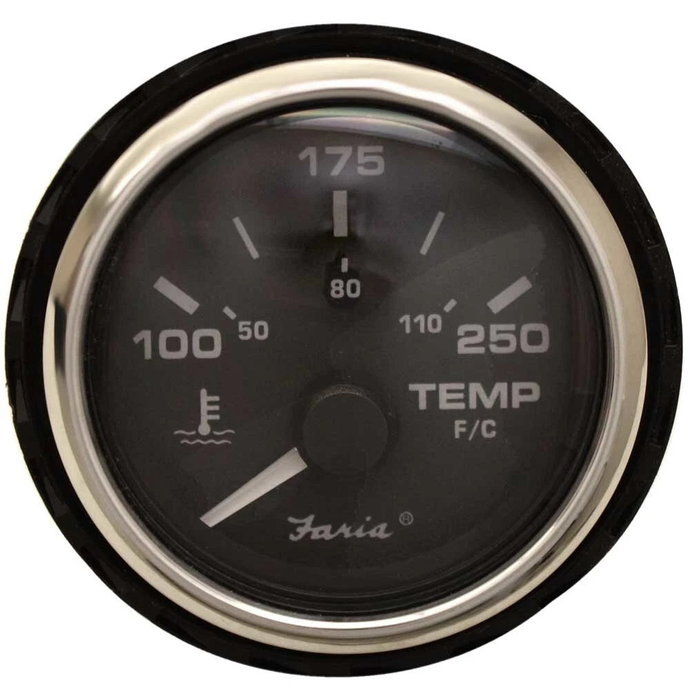 Faria Boat Temperature Gauge GBC039A - 2 Inch Silver Black