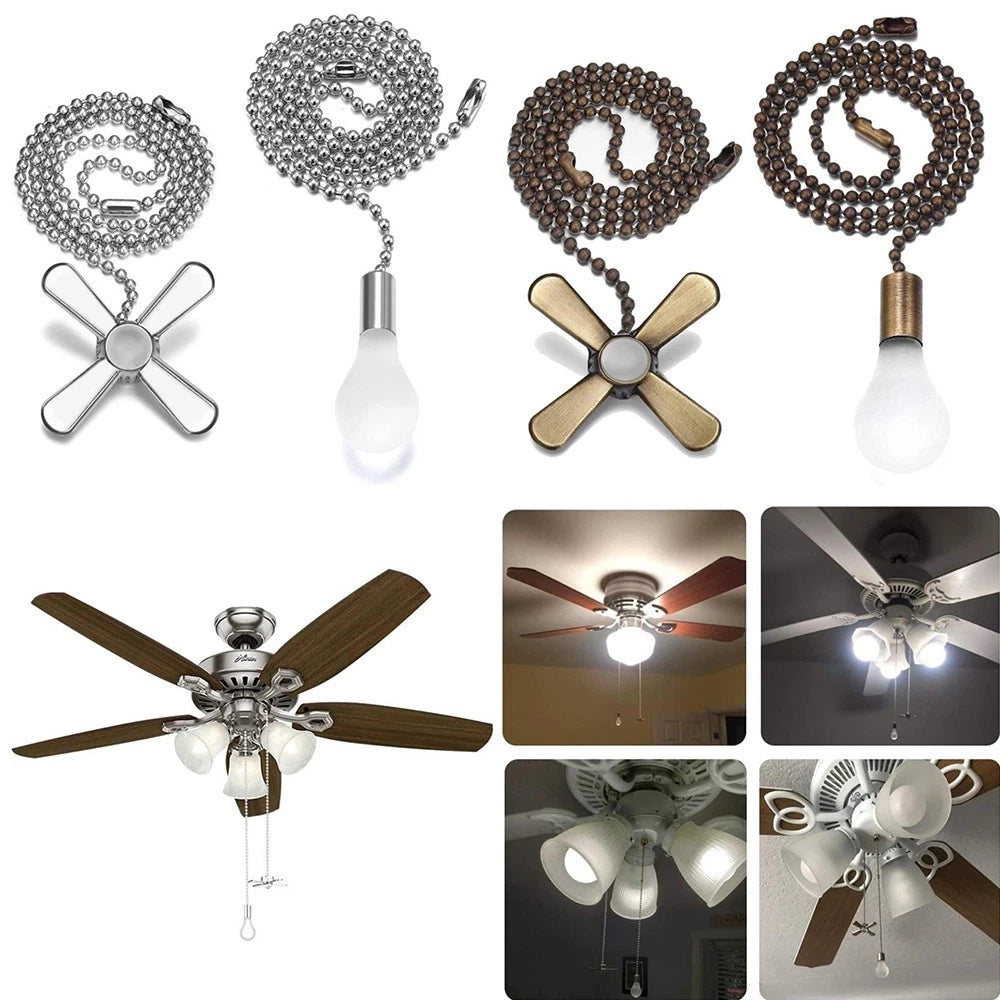 2x Light Socket Beaded Ball for Pull Chain Ceiling Lamp Fan Canopy Switch Kit