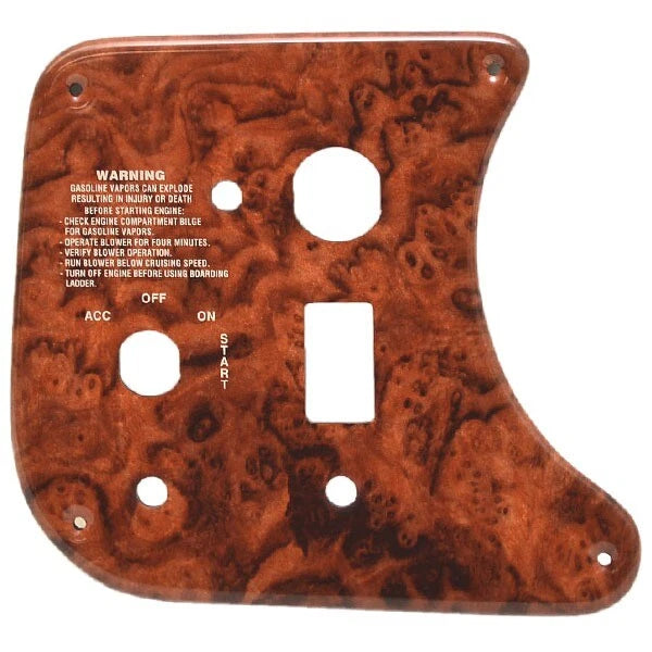Rinker Boat Blank Ignition Panel - 7 5/8 X 7 Inch Faux Woodgrain Plastic