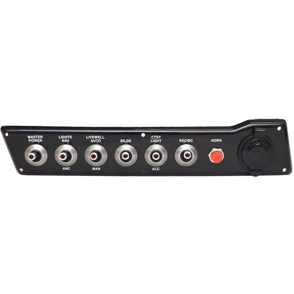 Lund Boat Switch Panel 2338583 - 2 1/4 X 11 Inch Black with Receptacle