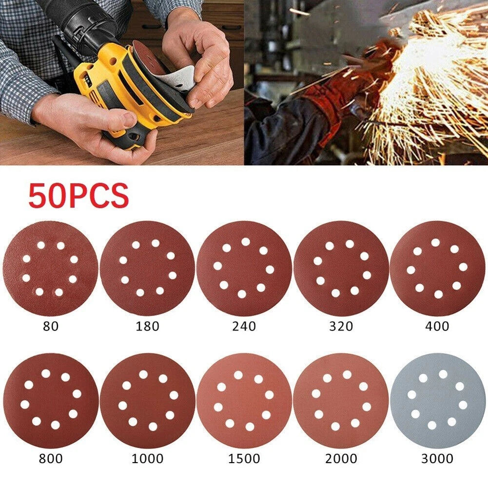 Eight Hole Disk Sanding Discs Abrasive Tools 5 Inch Aluminium Oxide Round-Shape