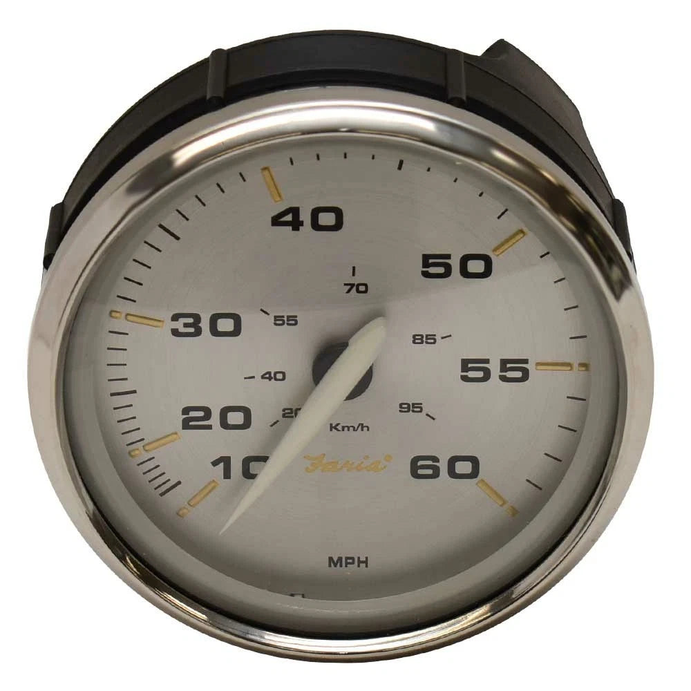 Faria Boat 60 MPH Speedometer Gauge SEK042A - 4 3/8 Inch Kronos Silver