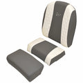 Ranger Boat Leaning Post Seat Cushions - Bay Series Dark Gray White