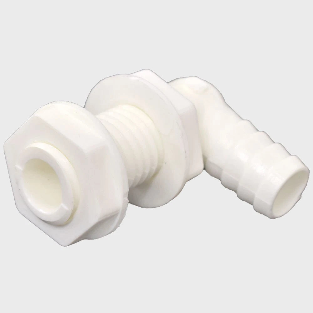Carver Boat Elbow Thru Hull Connector 7109100 - 5/8 Inch White Plastic