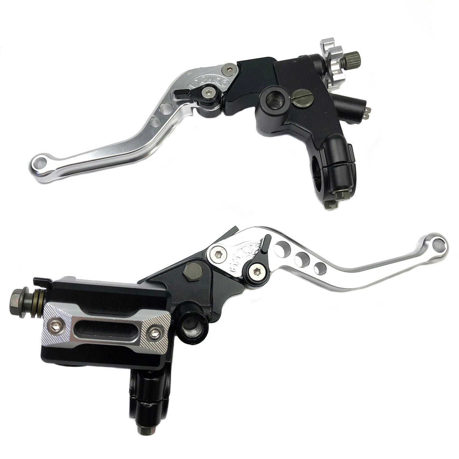 CNC Universal 7/8" Motorcycle Front Brake Clutch Cylinder Reservoir Lever Silver