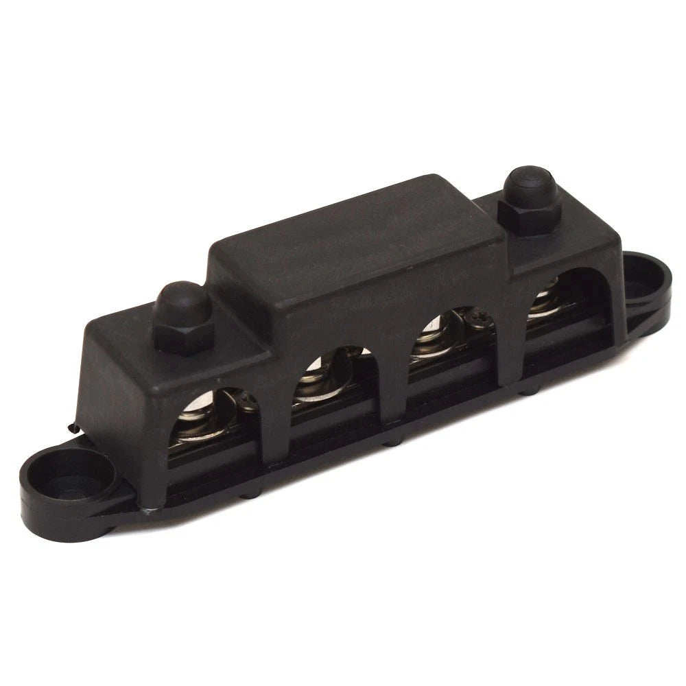 VTE Boat Negative Bus Bar 74312N1N14 - 5/16 Inch 4-Stud Black