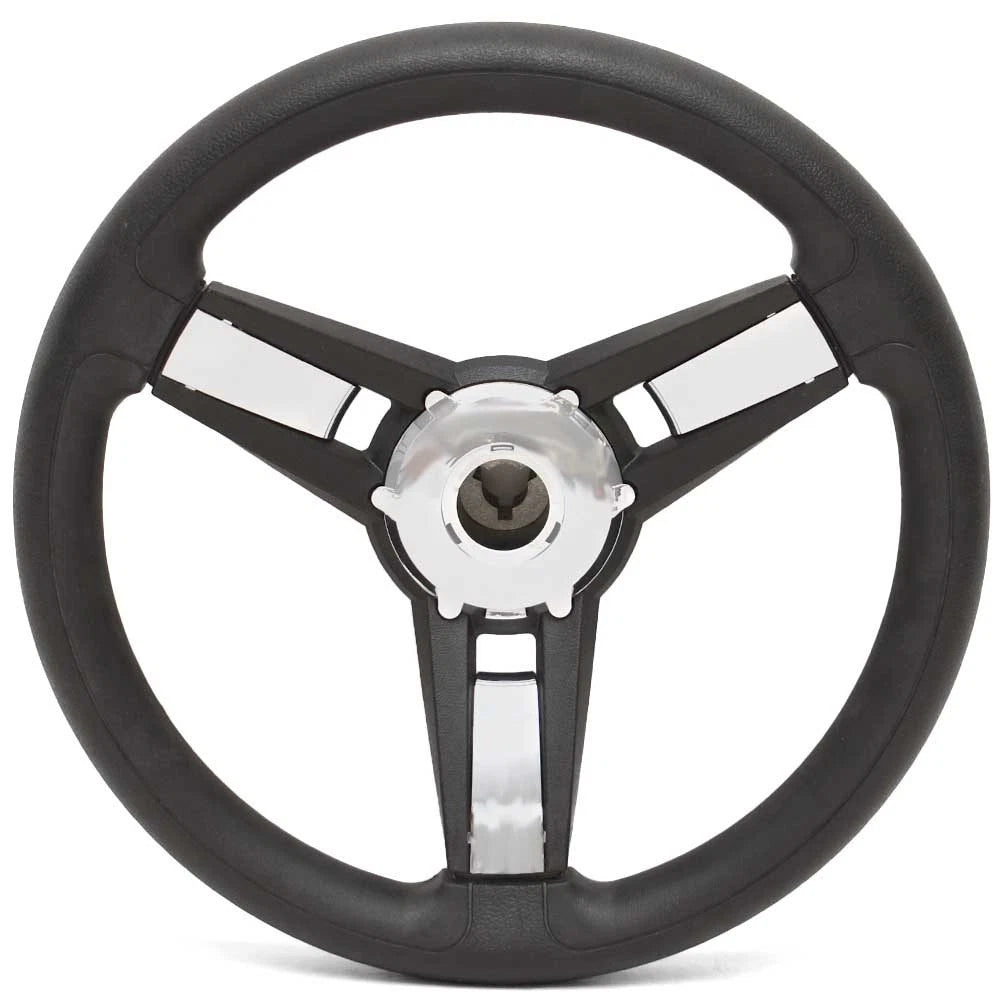 Gussi Boat Giazza Steering Wheel 2198317 - 13 3/4 Inch Black - Chrome