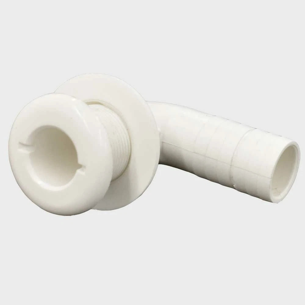 Larson Boat Elbow Thru Hull Fitting - 1 1/8 Inch White Plastic