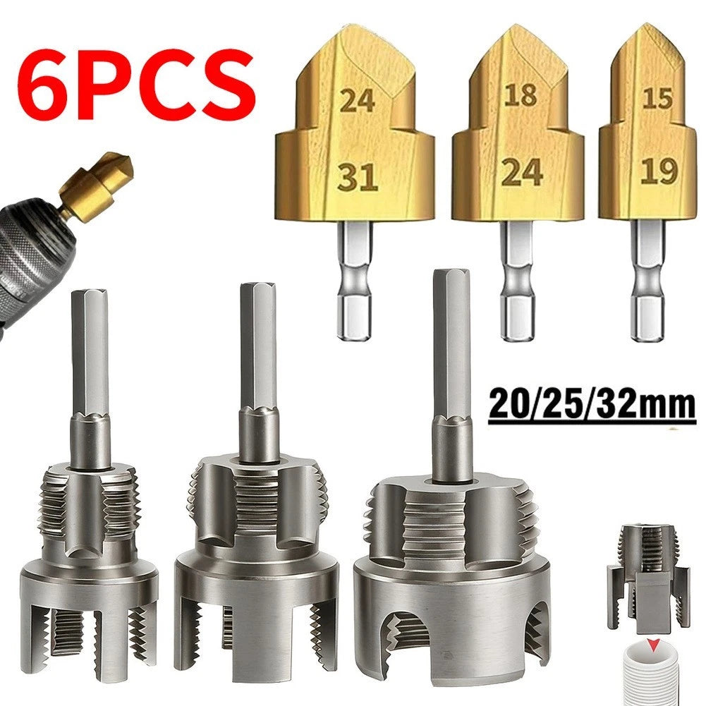 Pipe Threading Tools Kit 6PCS Quick Change Design 1/2 3/4 1 Inch Sizes