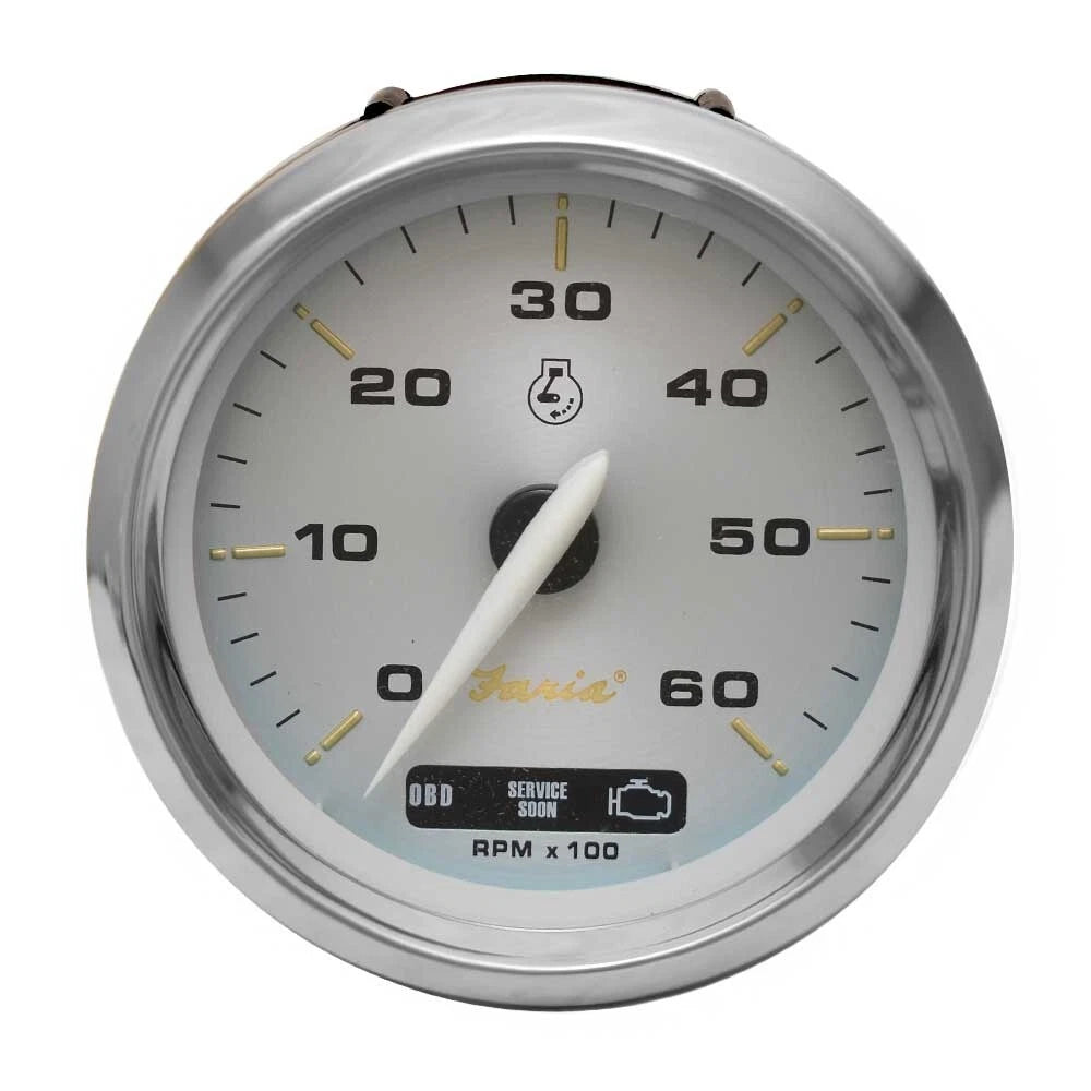 Faria Boat Tachometer Gauge TC9492B - Bayliner Kronos Silver with OBD2