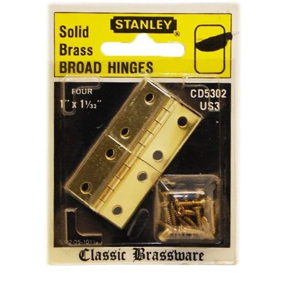 Stanley Boat Broad Hinges CD5302 - Brass 1 X 1 1/32 Inch (4Pc)