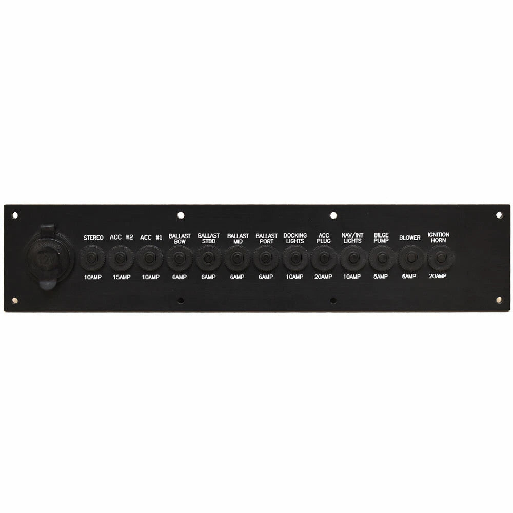 Malibu Boat Circuit Breaker Panel 3912110.01 - 13-Switch Black 12V