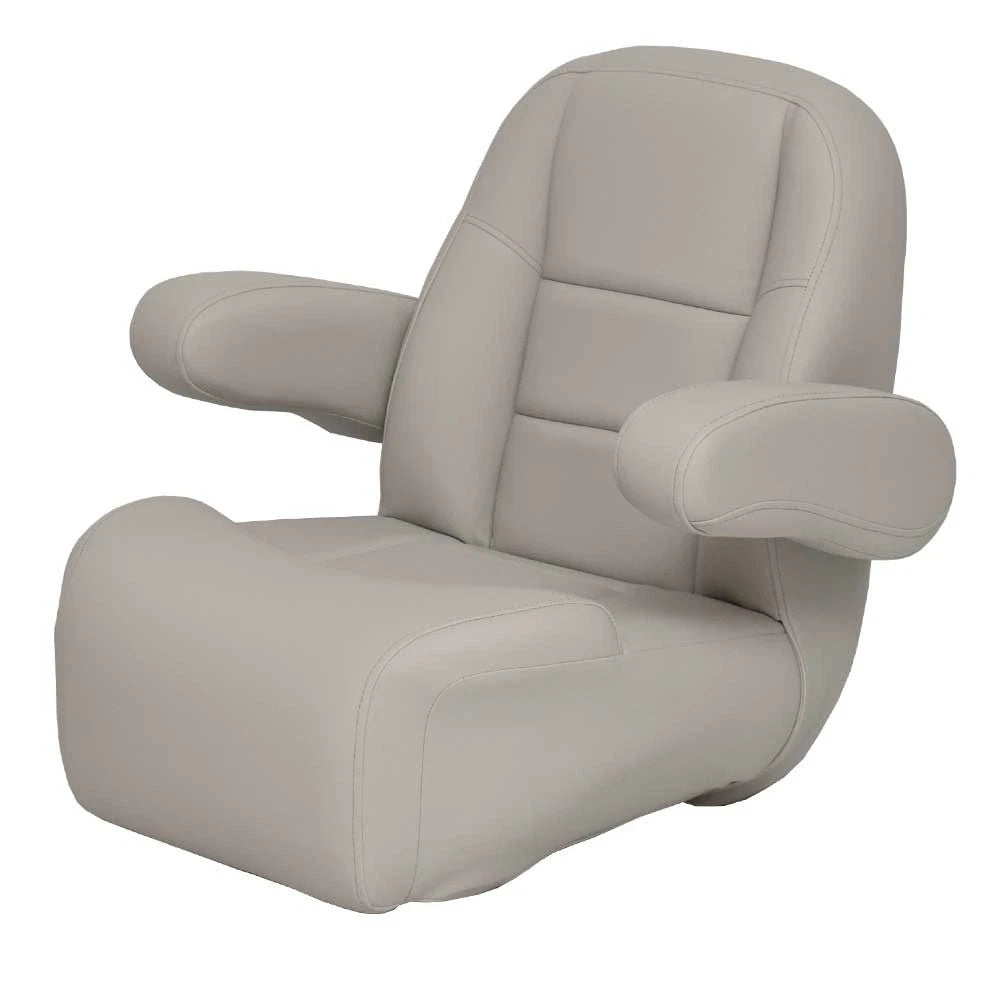 Lippert Boat Low Back Helm Seat - Gray with Flip-Up Arm Rests