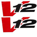 Tracker Boat Emblem Decal Sticker - V12 Black Red (pair)
