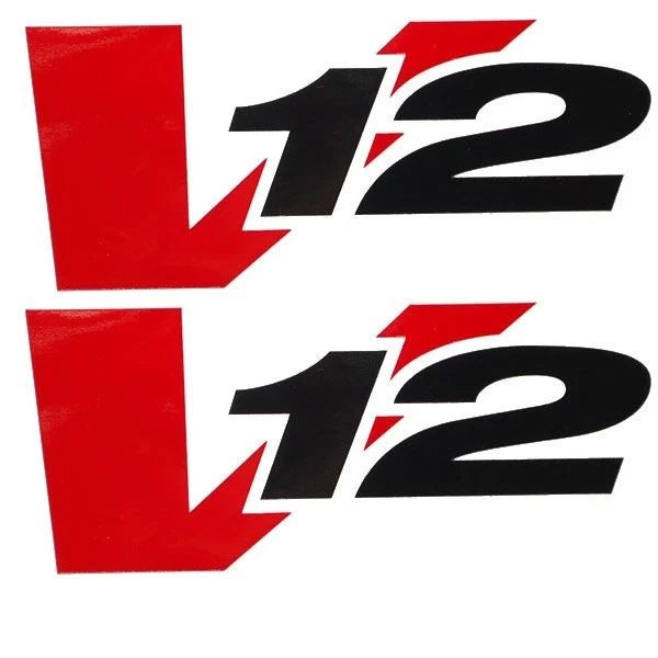 Tracker Boat Emblem Decal Sticker - V12 Black Red (pair)