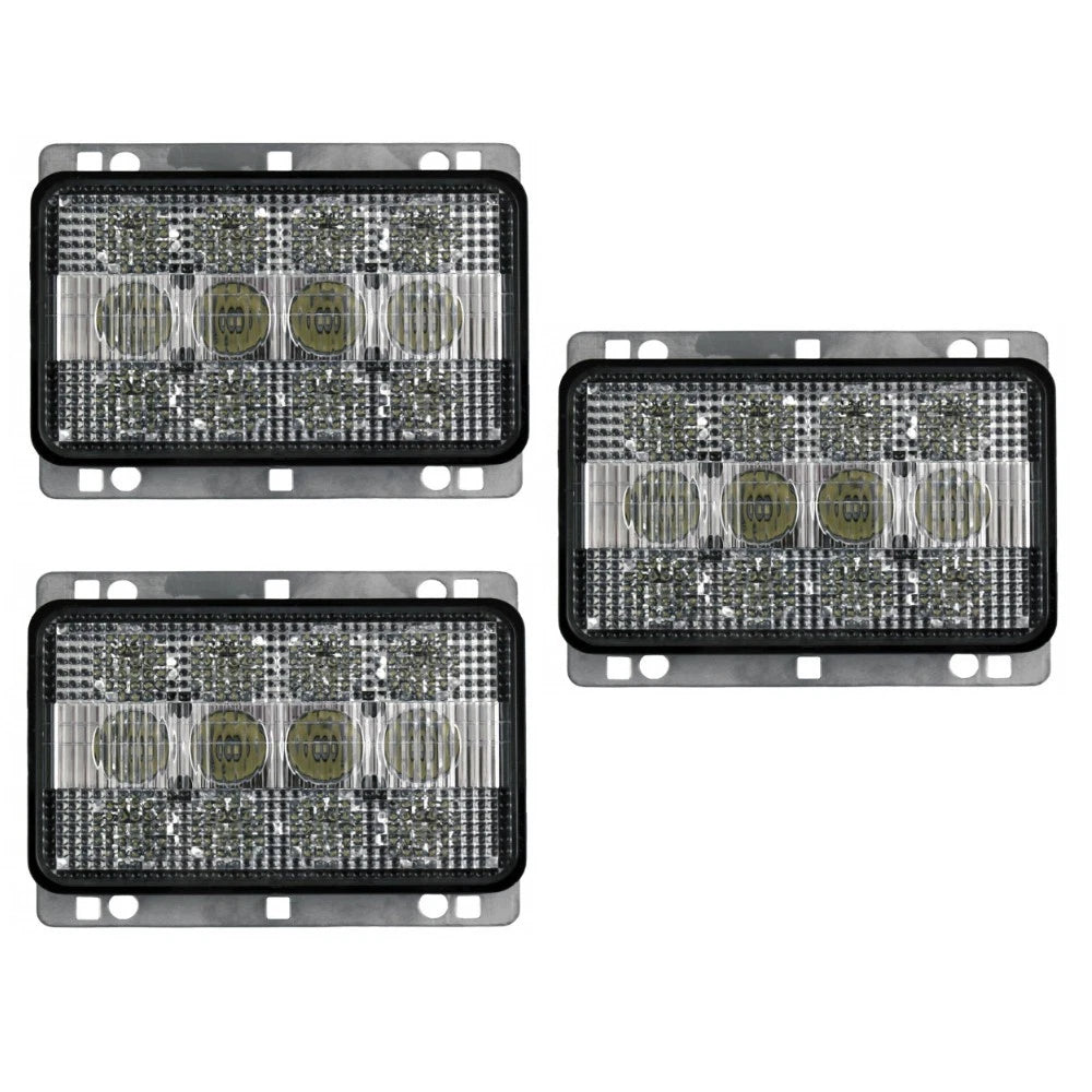 3 Pack: Rectangle LED Headlights Fits Case IH Replaces 133291C1