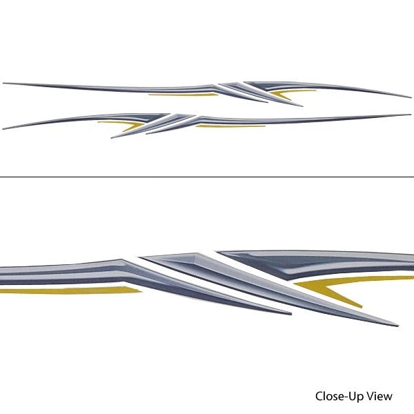 Boat Graphic Hull Decals - Gray - Yellow Stickers (set of 2)