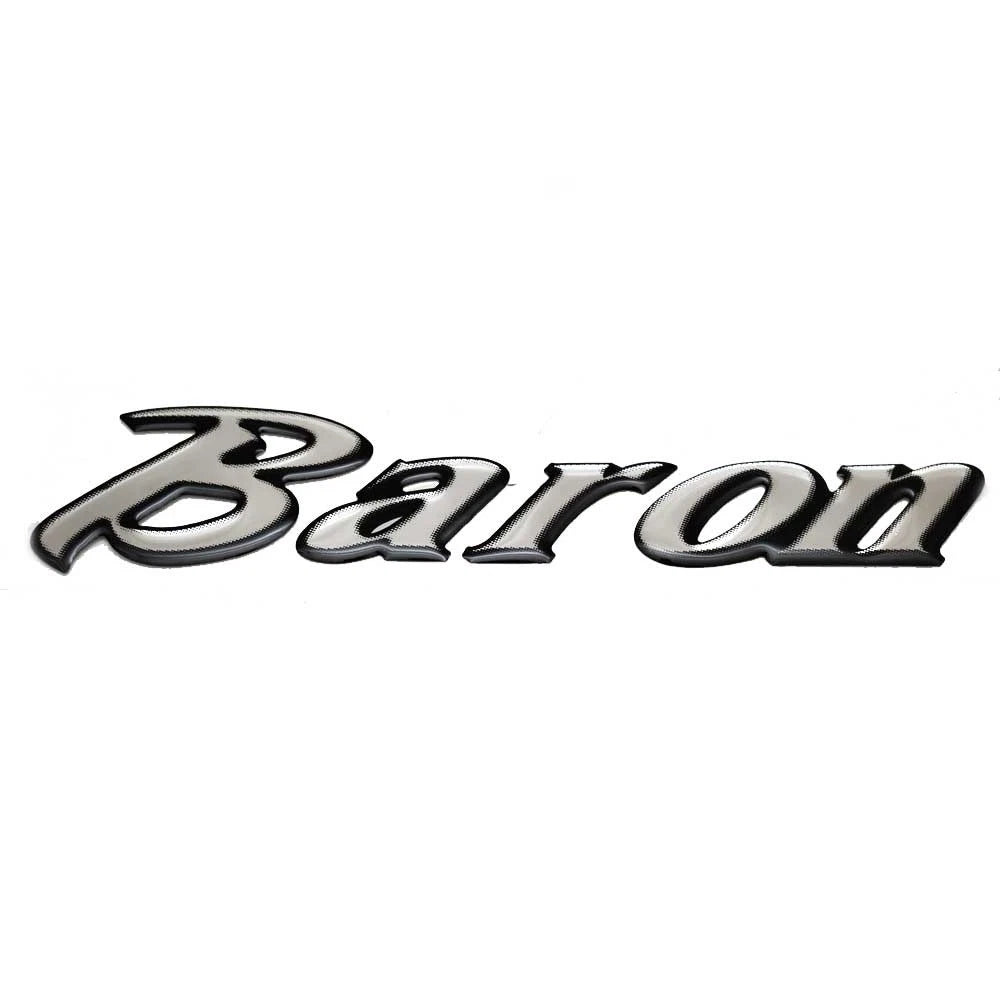 Lund Boat Raised Decal 1985788 - Baron 8 X 1 5/8 Inch Silver Black