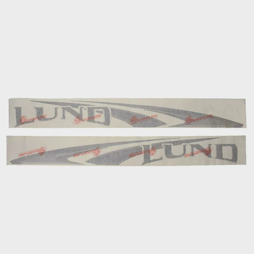 Lund Boat Graphic Hull Decals 2280257 - Black - Silver Vinyl (set of 2)