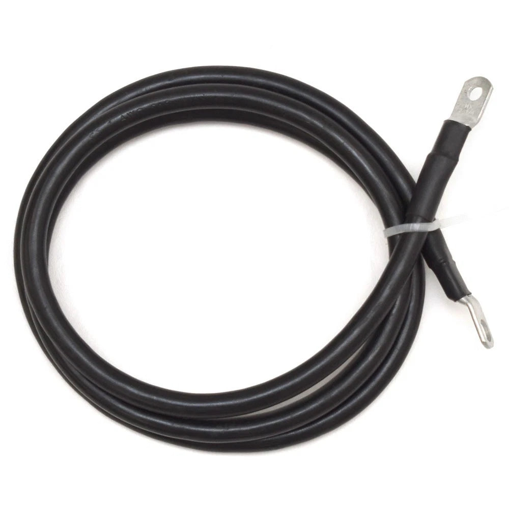 Boat Battery Cable - 2 AWG 5 Foot Black Wire 1/4 to 3/8 Inch Lugs
