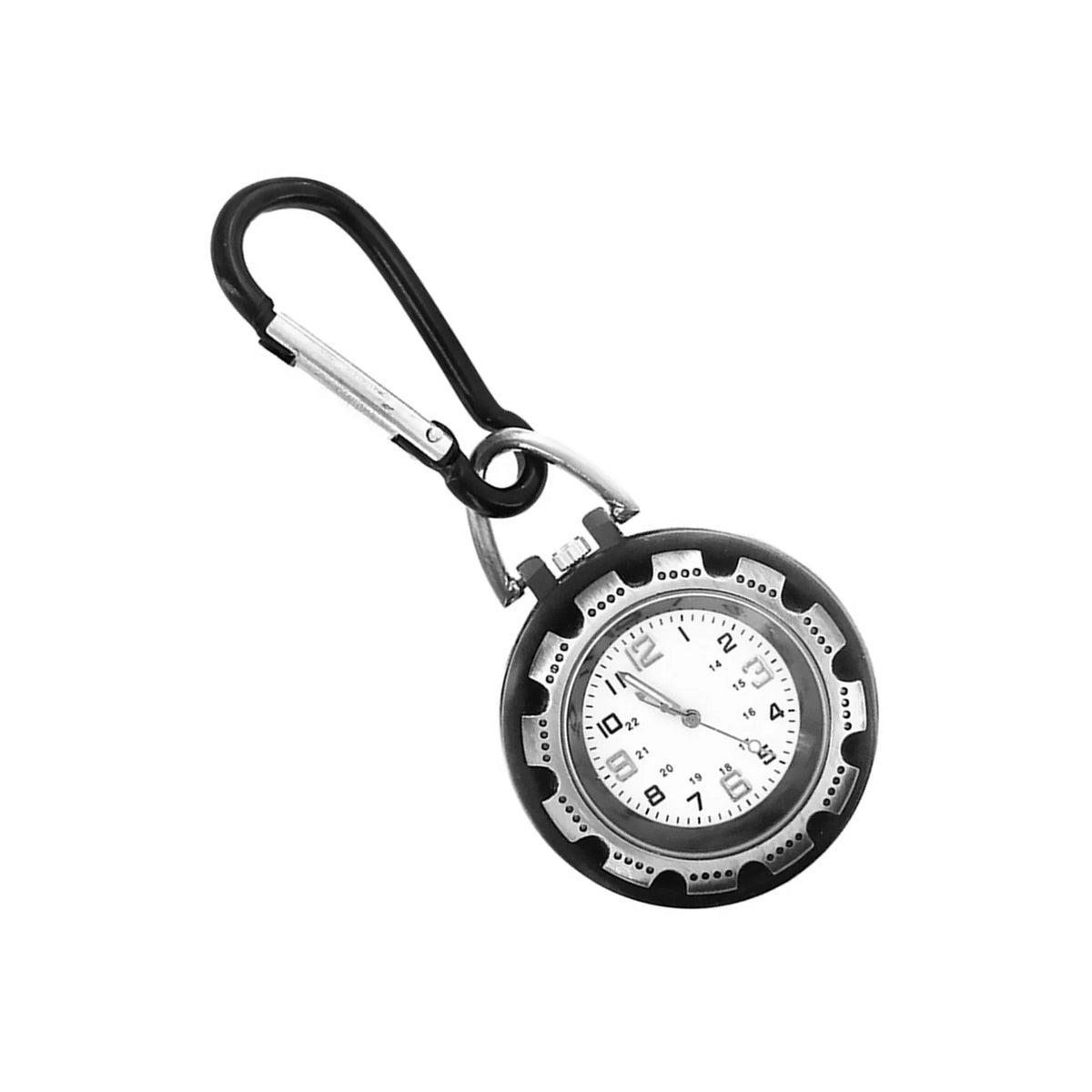 Silver Backpack Clip-on Carabiner Quartz Pocket Watch for Outdoor Hiking