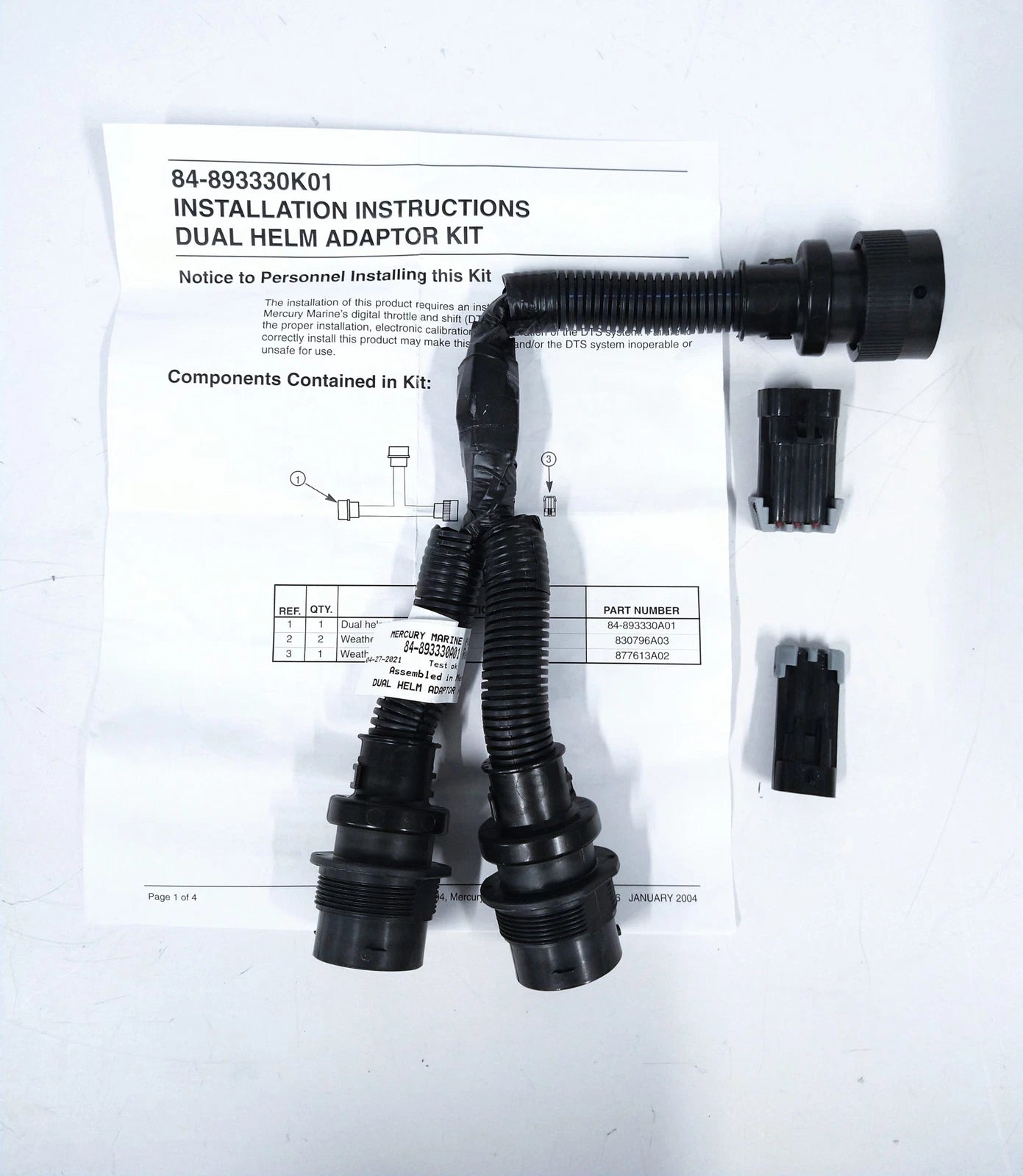 Mercury Marine 84-893330K01, Duel Helm Adapter Kit, OEM