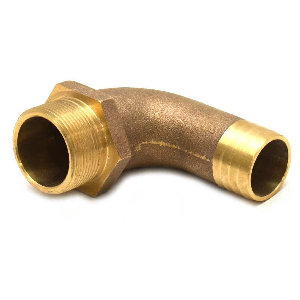 Fluid Motion Boat Elbow Fitting - 1 7/8 Threaded 1 1/2 Barbed Brass